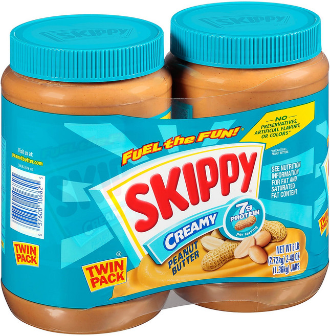 SKIPPY 吉比 柔滑花生醬, 1.36kg, 2罐