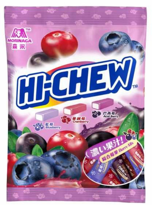 森永 嗨啾綜合莓果軟糖 Q彈有嚼勁 獨立包裝方便攜帶, 90g, 1個