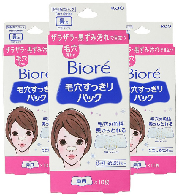Biore 蜜妮 妙鼻貼 白色, 3個, 10片