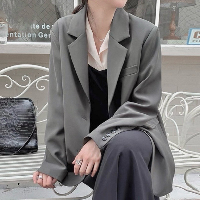 女款經典修身西裝外套 深灰黑兩色 時尚百搭顯瘦款