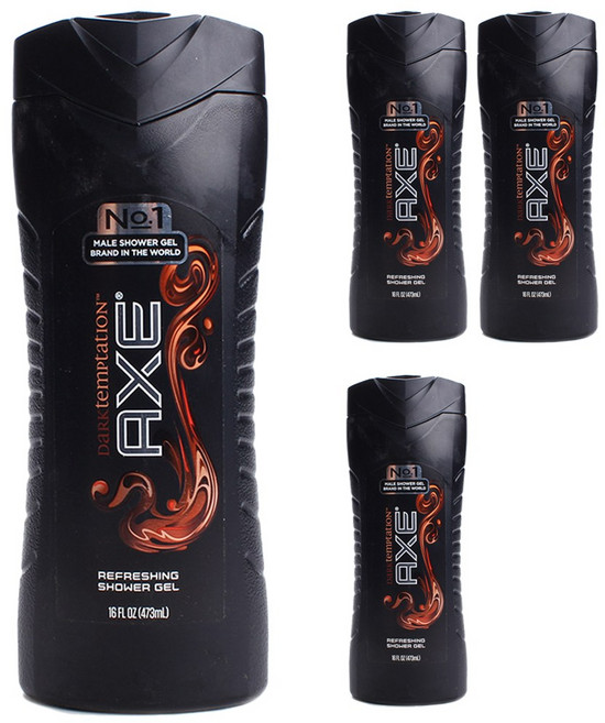 AXE 男性清爽淋浴露 黑巧克力香, 473ml, 4瓶