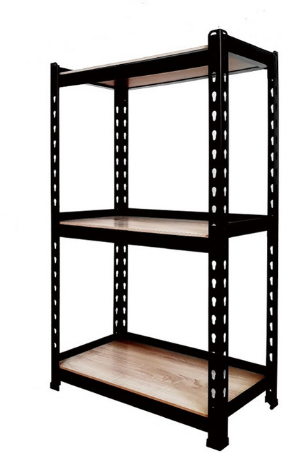 固得家俬 免螺絲角鋼收納貨架 2號, 黑色, 3層