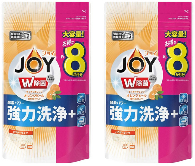 Joy 酵素強力洗淨+橙香洗碗機用洗碗粉 補充包, 2個, 930g