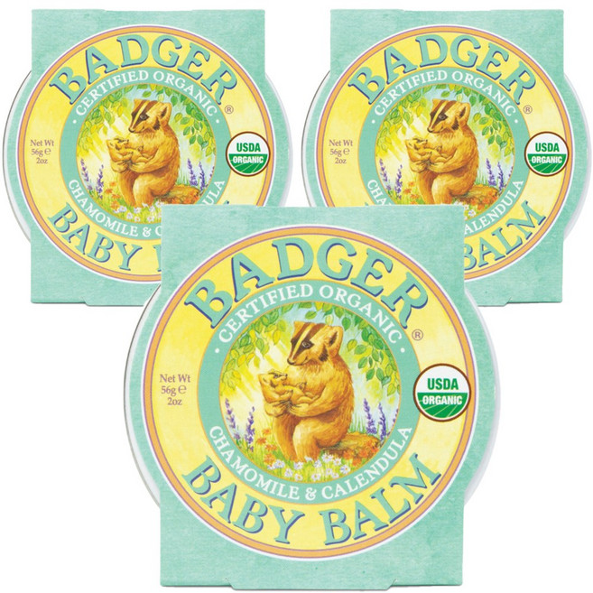 BADGER 孩童洋甘菊金盞花舒緩潤膚膏, 3罐, 56g