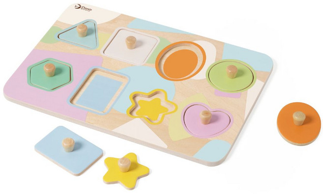 【德國 classic world 客來喜經典木玩】 木製手抓板-幾何拼拼樂 40063, 單一規格, Multicolor, 1個