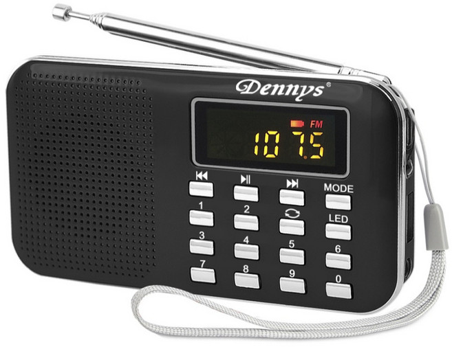 Dennys USB/SD/MP3/AM/FM超薄插卡收音機喇叭, MS-K218, 黑色