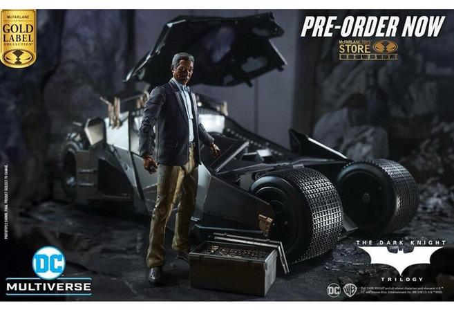 McFarlane DC 黑暗騎士三部曲 蝙蝠車與盧卡斯 金標限量版模型, 1個