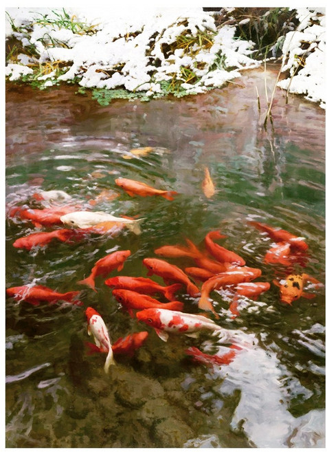 御畫房 富貴有魚 手繪油畫 80x110cm, 詳見包裝
