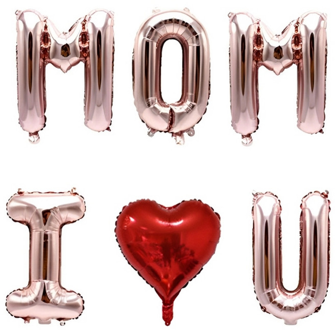 PARTIDO 母親節氣球佈置 MOM I U 字母氣球組, 玫瑰金MOM IU 字母（5字+
