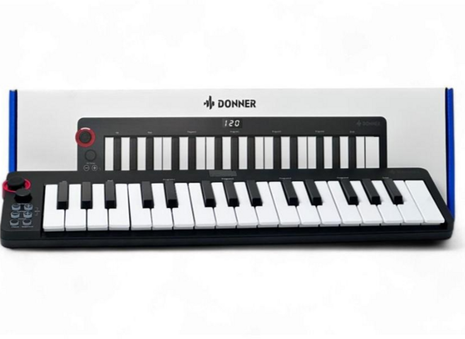 DONNER N32 迷你32鍵 MIDI鍵盤 可攜式控制鍵盤 MIDI KB KEYBOARD, 1台, Black