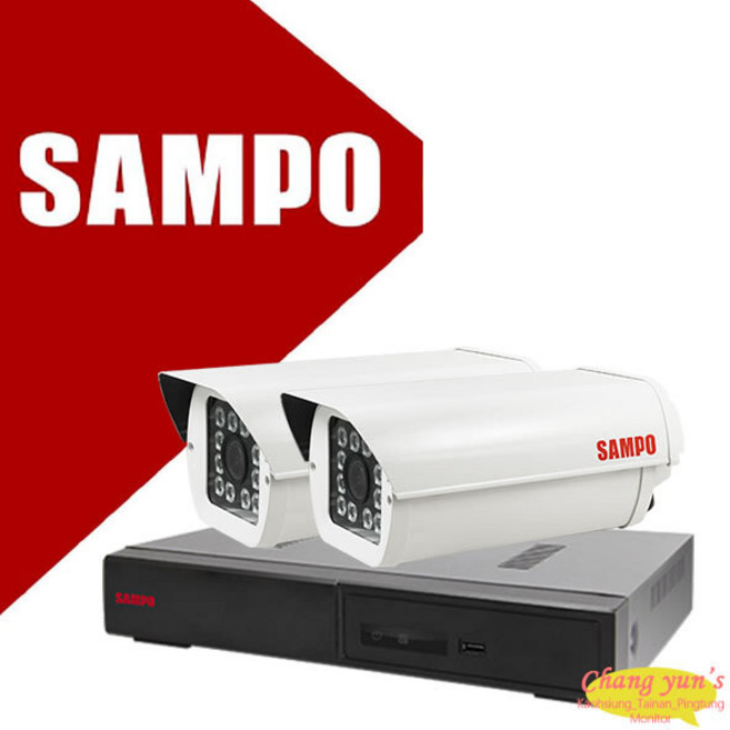聲寶 SAMPO 4路2鏡優惠組合 DR-TWEX3-4 VK-TW2C98H 2百萬紅外線攝影機 監視器, 1個, 數量