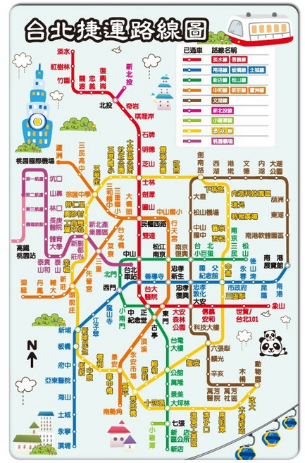 台北捷運圖 悠遊卡/感應卡貼紙, 1個, Multicolor, 1