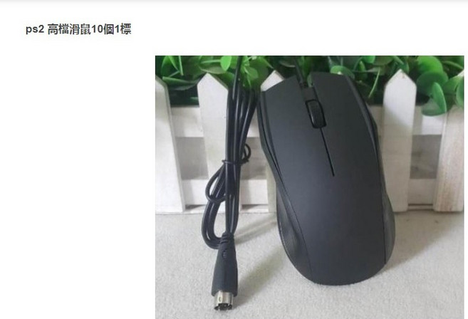 PS2介面滑鼠 人體工學設計 握感舒適 反應靈敏 精準定位 經典耐用 10個一標, 黑色