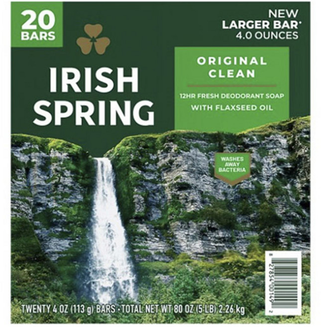Irish Spring 愛爾蘭春天 經典潔淨皂 20入, 1個, 2.26kg