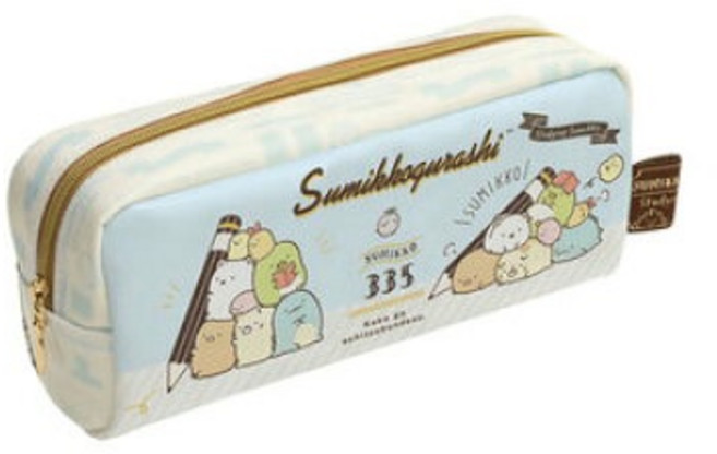 SAN-X 角落生物 Sumikkogurashi 雙面設計筆袋 藍色 文具收納包, 詳見包裝, 1個