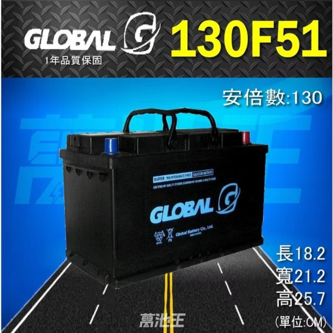 GLOBAL 環球 130F51 大貨車電瓶 - 萬池王電池專賣, 1個, 130
