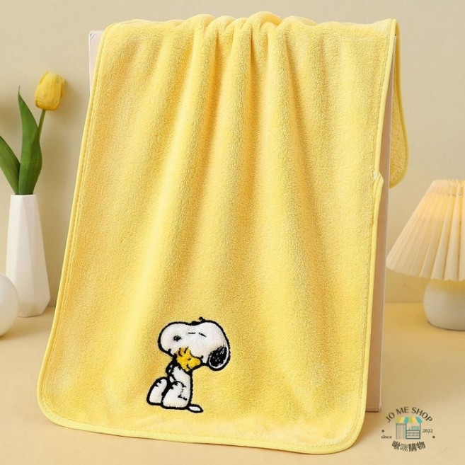 SNOOPY 史努比 純棉刺繡毛巾 可愛卡通造型 親膚 吸水速乾, 黃色毛巾(35x70cm), 1個