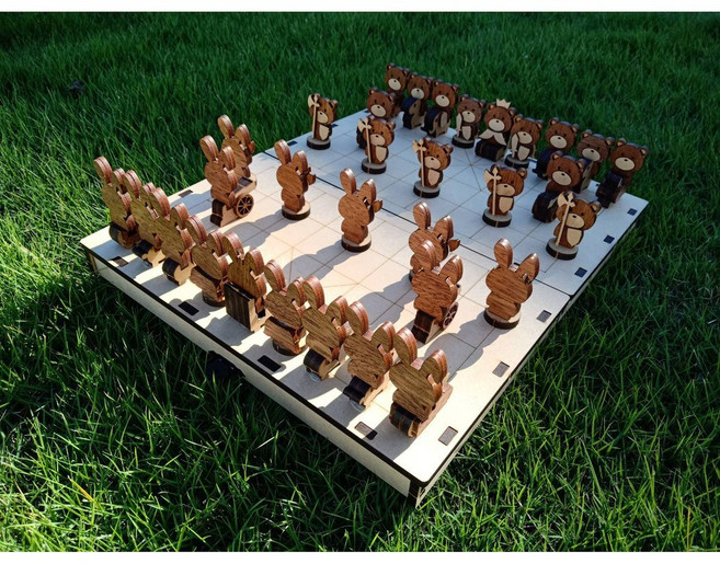 卷木森活館 Q版動物象棋 DIY木製玩具, 詳見包裝, 1個