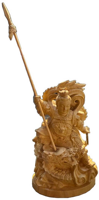 弘喧 黃楊木 三太子 擺件 禮佛 佛像 太子爺 中壇元帥 神明小公仔 雙龍輪太子 站姿, 詳見包裝