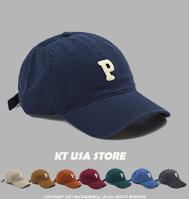 【KT USA】韓版INS水洗字母P LOGO老帽 棒球帽 穿搭必備 經典老帽 平價帽款 休閒老帽