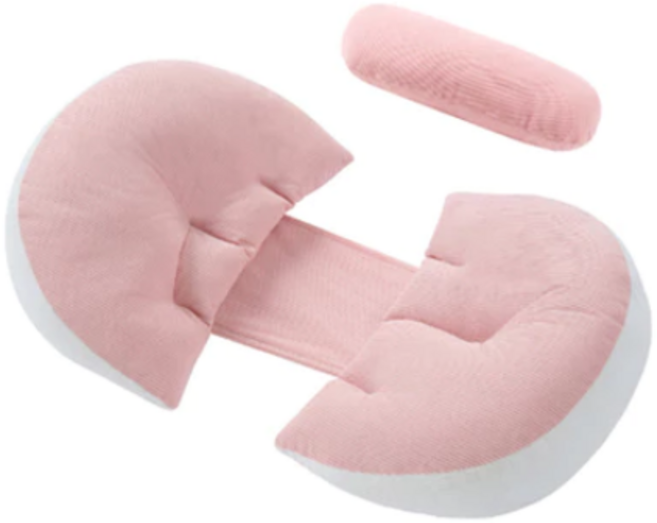 孕婦枕-好眠貝殼枕 護腰側睡月亮枕 U型托腹抱枕, 粉色