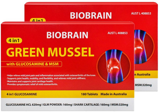 四合一綠唇貝葡萄糖胺&MSM補充錠, 2盒, 180顆