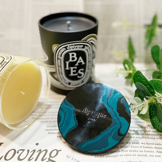 【Diptyque】燭蓋 蠟燭墊 杯墊 品牌周邊 燭台 燭臺 拍照道具 飾品盤 裝飾品 香氛蠟燭, 詳見包裝, 藍色