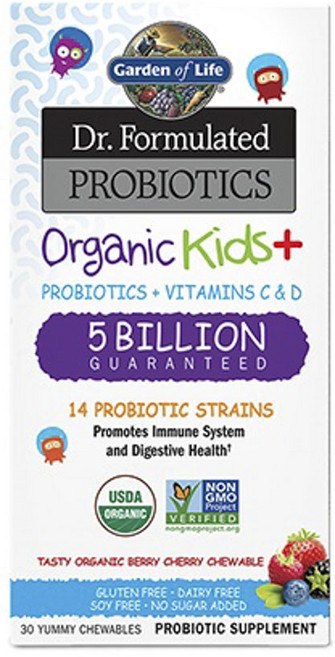 Garden of Life 益生菌維他命C&D咀嚼錠 莓果櫻桃口味, 30顆, 1盒