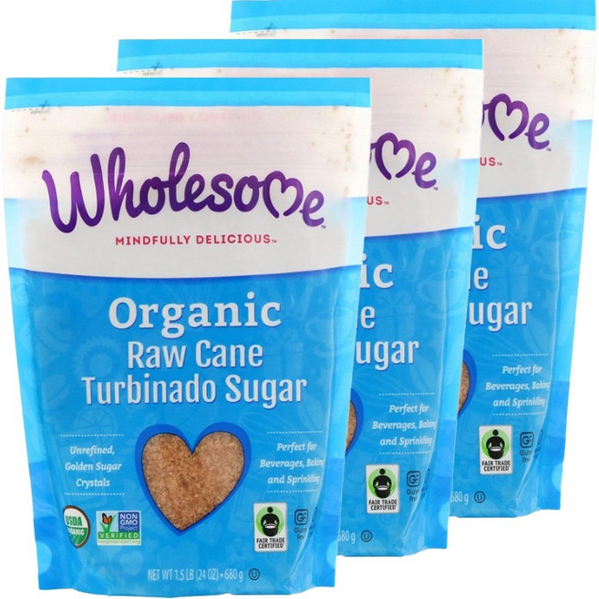 Wholesome 刀切原蔗糖, 3包, 680g