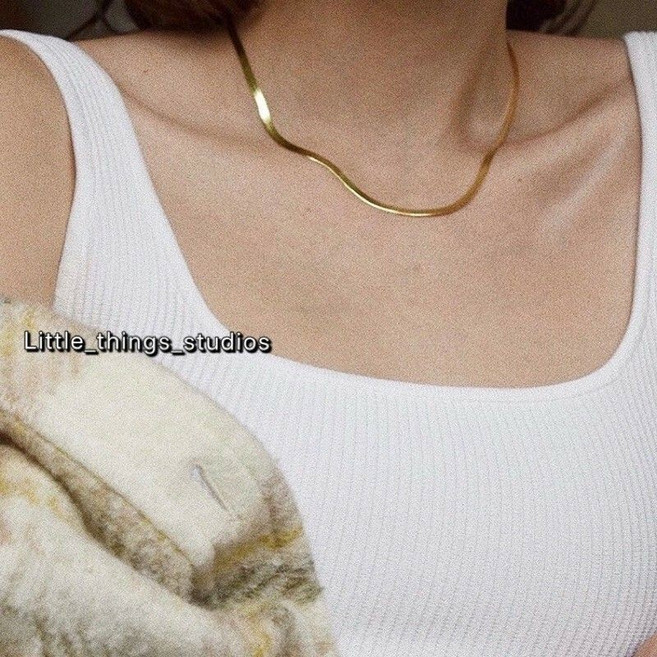Little_things_studios 鈦鋼扁蛇鍊 不鏽鋼蛇骨項鍊