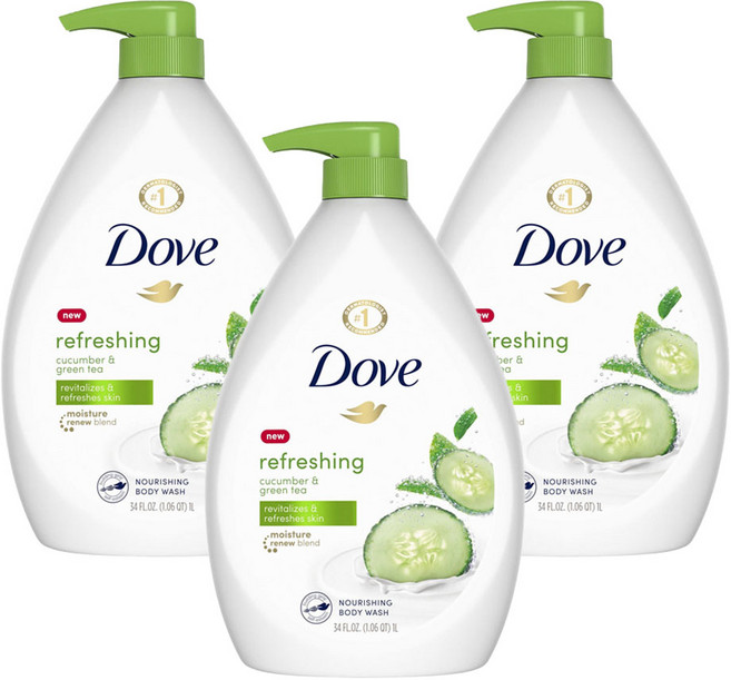 Dove 多芬 水潤香氛沐浴乳 黃瓜綠茶香, 3個, 905ml