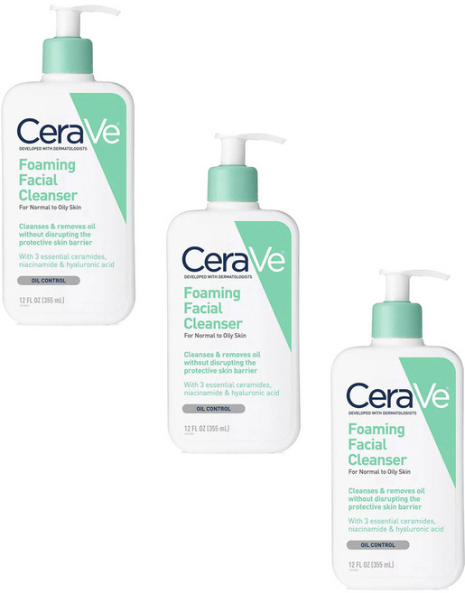 CeraVe 泡沫潔面乳, 355ml, 3個