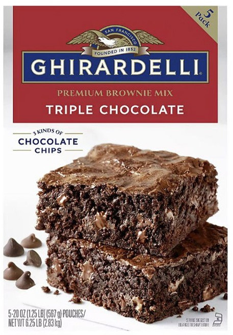 GHIRARDELLI 鷹牌 三重巧克力布朗尼 5包入, 2.83kg, 1盒