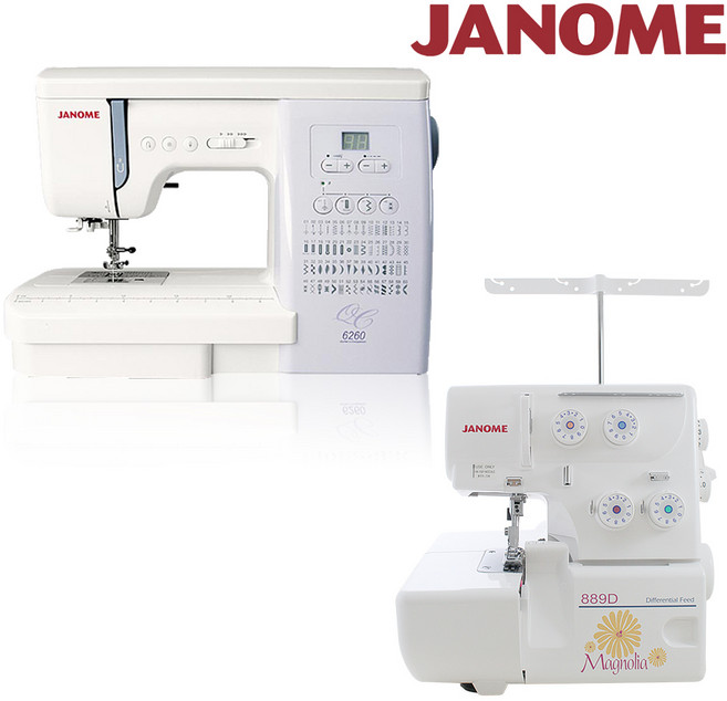 JANOME 縫紉機與 889D 拷克機組合 家用多功能縫紉設備, 6260QC