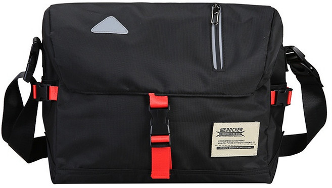 WERDCKER 郵差包 防潑水騎行通勤側背包, 魔幻黑