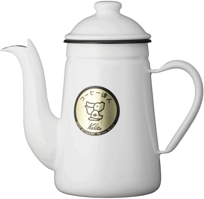 Kalita 鶴嘴琺瑯瓷咖啡手沖壺 白色 1L, 單品, 1個