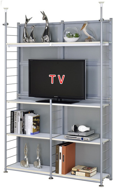 巴塞隆納 S120TV 伸縮屏風電視置物架 多功能客廳隔間櫃 可調式收納層架 附高度延伸支柱與全遮蔽窗貼, +增高器2支+全部遮蔽窗貼, 1個