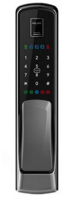 美樂 MILRE MI7800 智能電子鎖 (指紋/密碼/卡片/鑰匙) 韓國製造 推拉款 大門門鎖, 黑色, 詳見包裝