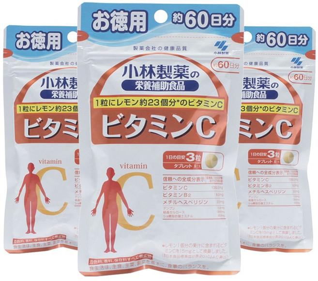 KOBAYASHI 小林製藥 維他命C補充錠, 3包, 180顆