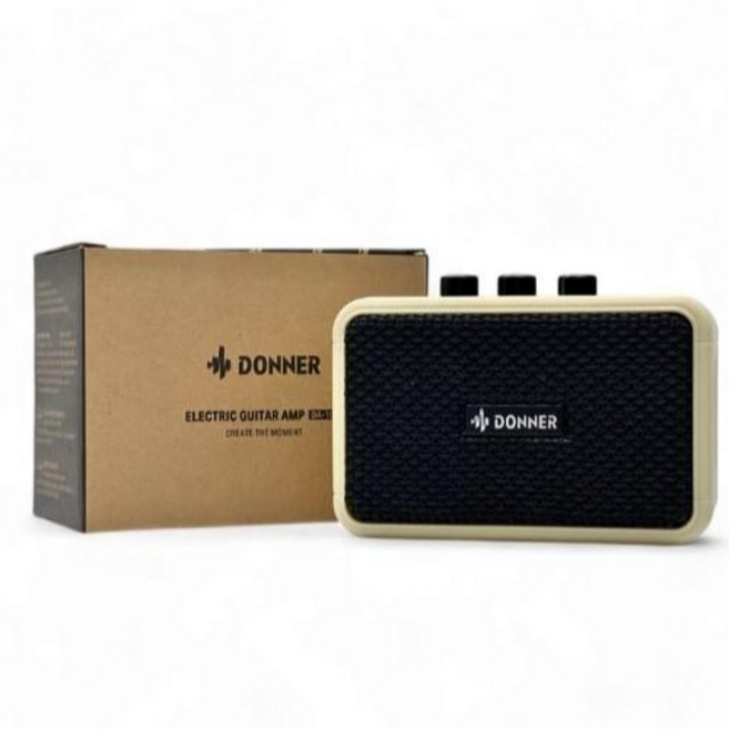 DONNER 吉他藍牙小音箱 可攜式藍牙喇叭 USB充電 Clean & OverDrive音色, 1個, DA-10B, 米色