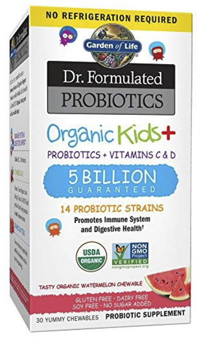 Garden of Life 益生菌維他命C&D咀嚼片 西瓜口味, 30顆, 1盒