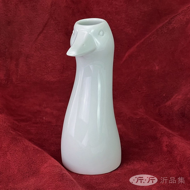 沂品集 德國 Hutschenreuther Gans-Vase 精瓷花瓶 20cm - 天鵝造型花器 提升居家品味, 白色