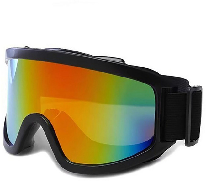 可戴眼鏡抗UV滑雪風鏡, 黑框彩膜