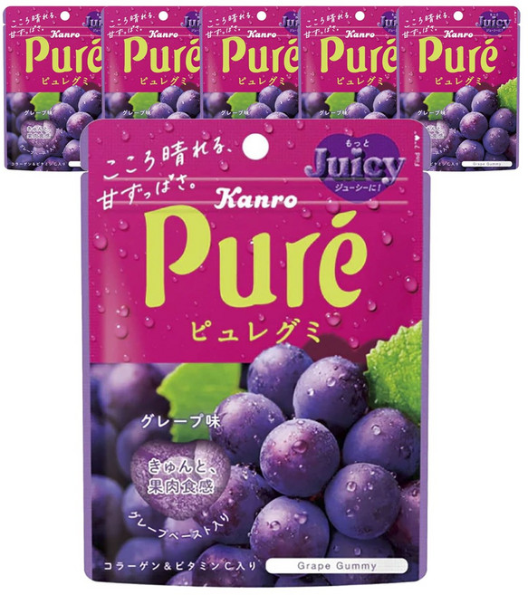 Kanro 甘樂 Pure 果泥軟糖 葡萄口味, 6個, 56g