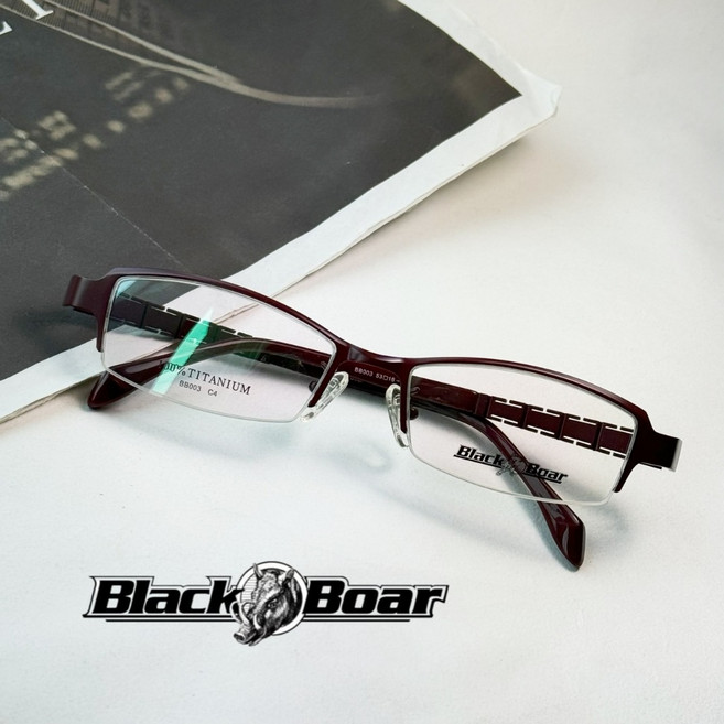 Black Boar 純鈦酒紅長方半框光學眼鏡 BB003【唯光眼鏡】