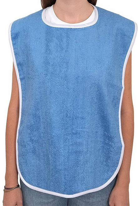 Royal Elegance 成人圍兜 老人吃飯圍兜 加大防水口水巾, 藍色, 1個, 1個裝