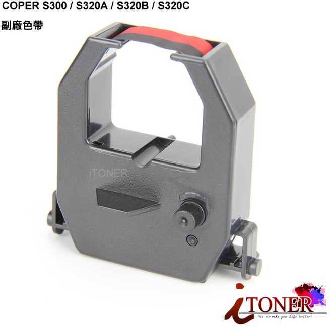 COPER S300 S320A S320B S320C 副廠相容打卡鐘色帶適用多款高柏打卡鐘型號, 黑 / 紅, 1個