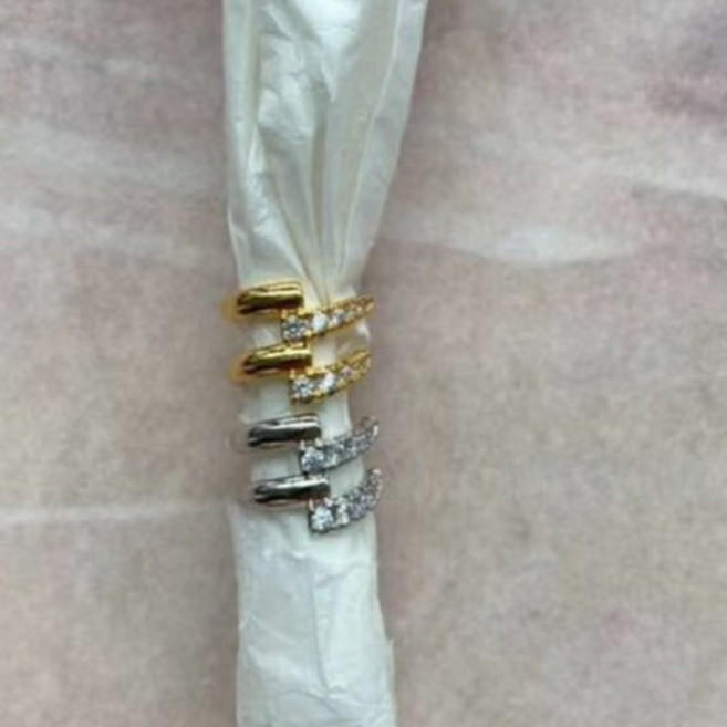 銅製雙藏鑽爪扣耳骨夾