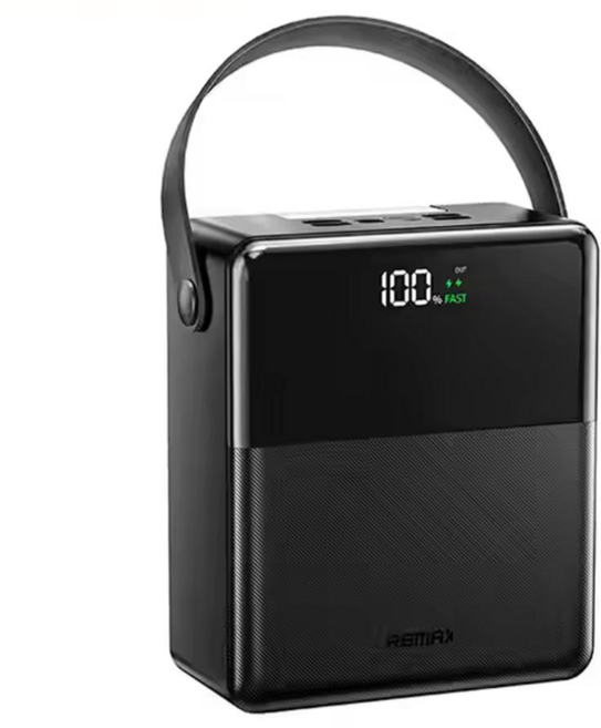 REMAX 100000mAh 大容量行動電源 雙快充 LED照明燈, 黑色