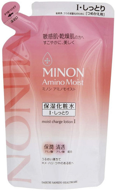 MINON 蜜濃 Amino Moist 保濕化妝水 I 超保濕補水充電乳液 補充包, 1個, 130ml